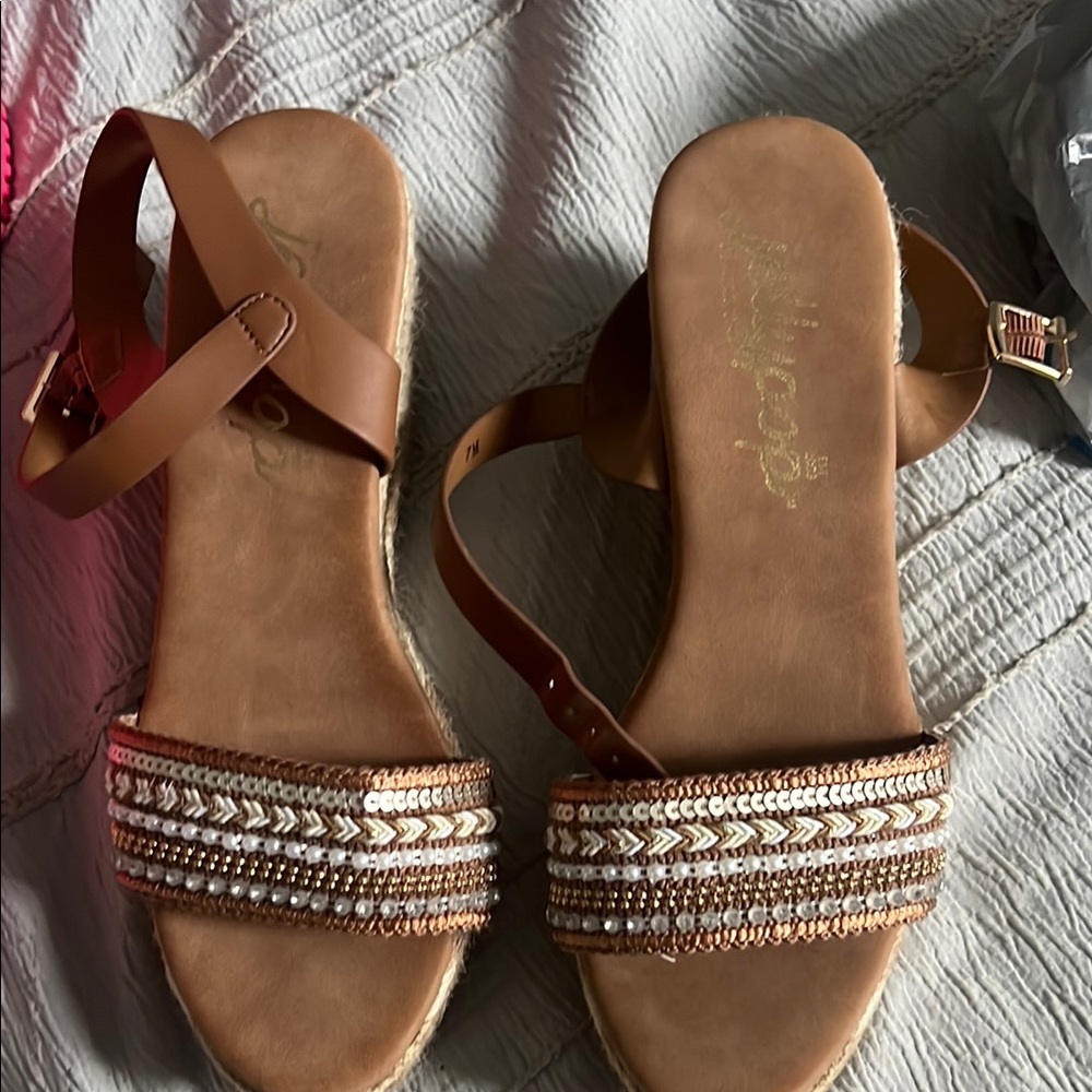 Madden Girl Brown Sandals with Embellished Straps